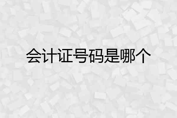 会计证号码是哪个