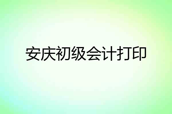 安庆初级会计打印