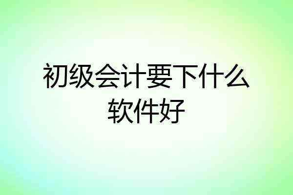 初级会计要下什么软件好