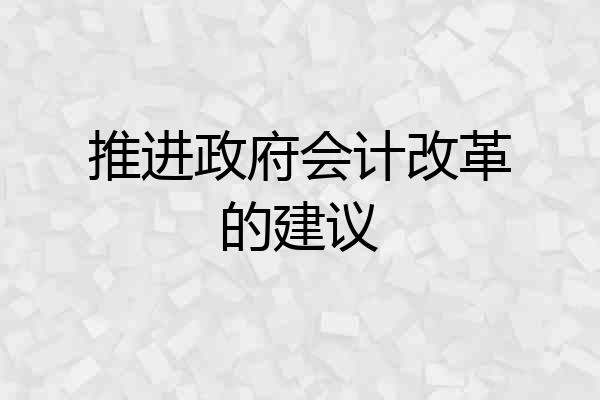 推进政府会计改革的建议
