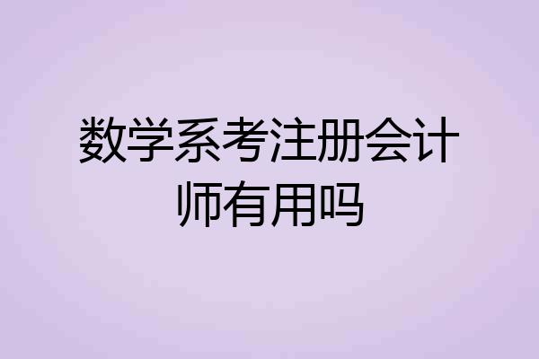 数学系考注册会计师有用吗