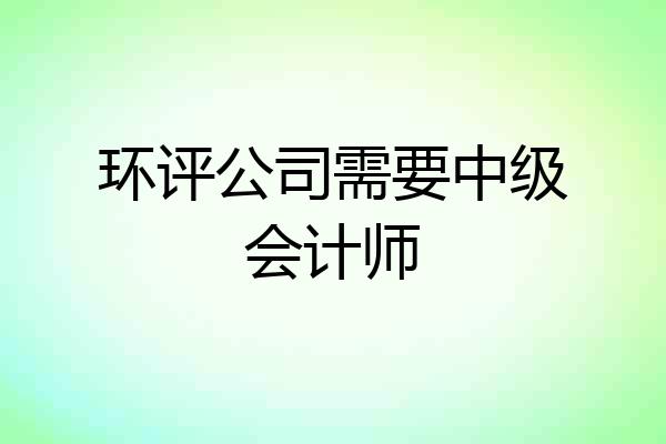 环评公司需要中级会计师