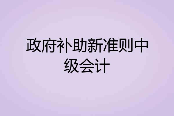 政府补助新准则中级会计