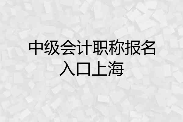 中级会计职称报名入口上海