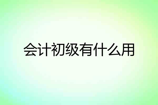 会计初级有什么用