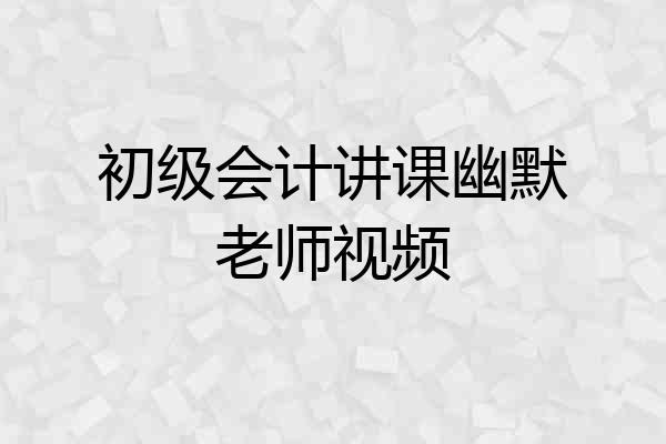 初级会计讲课幽默老师视频