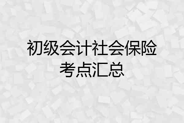 初级会计社会保险考点汇总