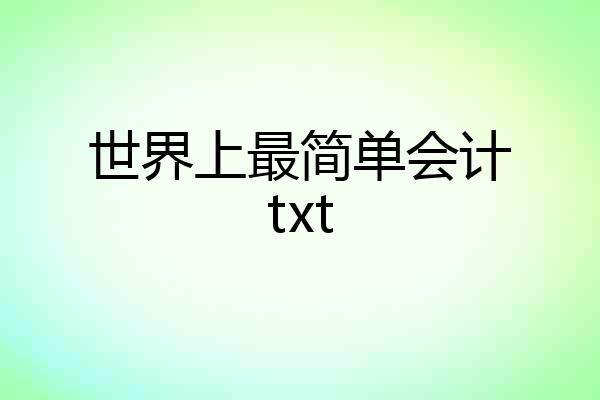 世界上最简单会计txt