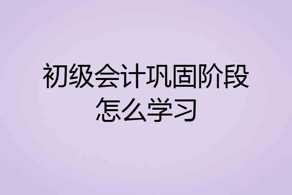 初级会计巩固阶段怎么学习