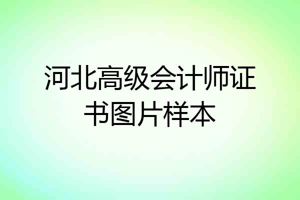 河北高级会计师证书图片样本