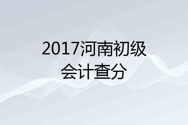 2017河南初级会计查分