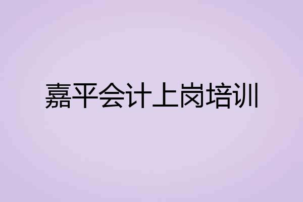 嘉平会计上岗培训