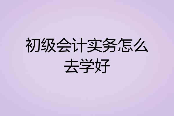 初级会计实务怎么去学好
