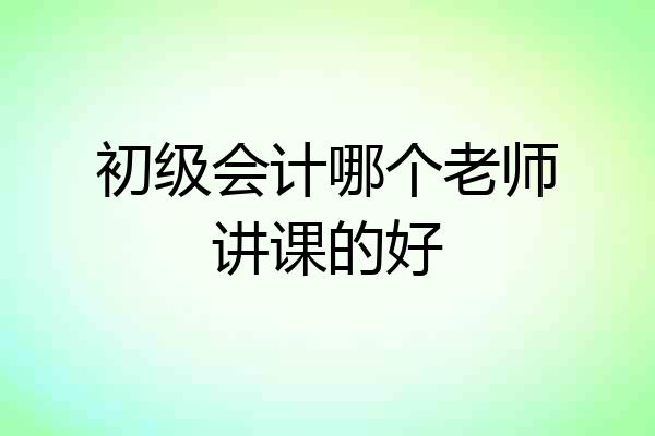初级会计哪个老师讲课的好