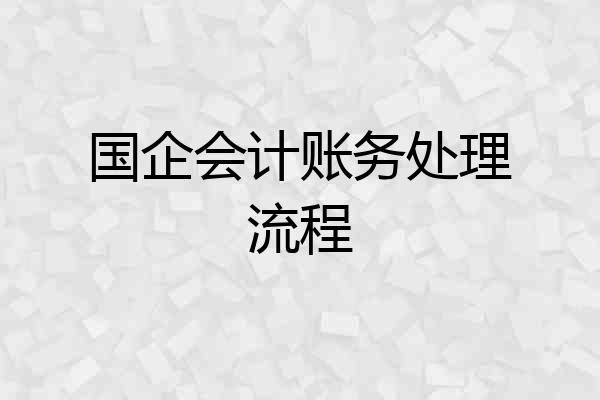 国企会计账务处理流程