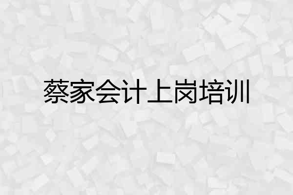 蔡家会计上岗培训