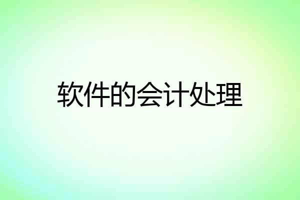 软件的会计处理