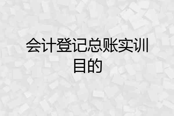 会计登记总账实训目的
