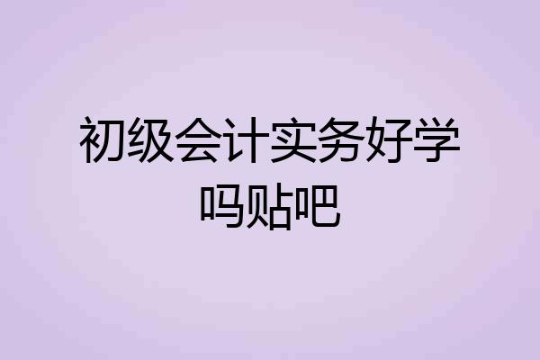 初级会计实务好学吗贴吧