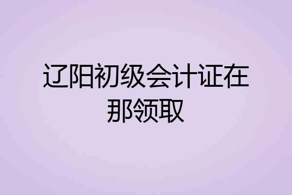 辽阳初级会计证在那领取