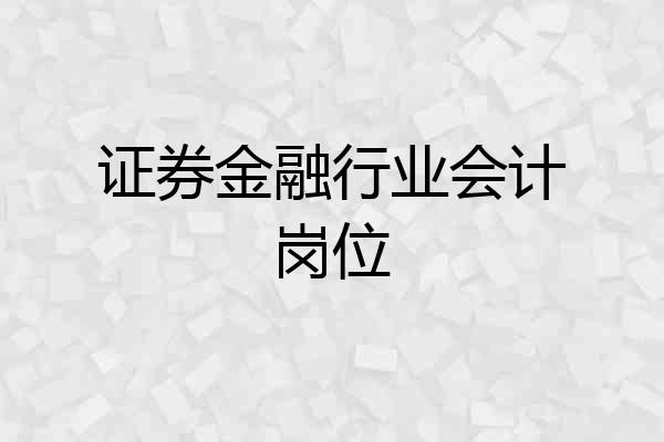 证券金融行业会计岗位