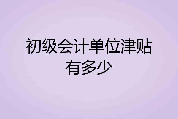 初级会计单位津贴有多少