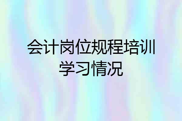 会计岗位规程培训学习情况