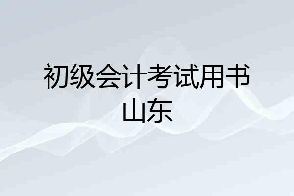 初级会计考试用书山东