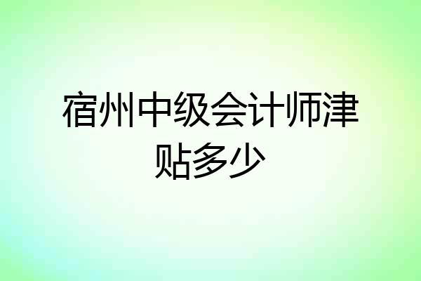宿州中级会计师津贴多少