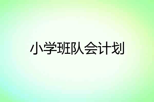 小学班队会计划