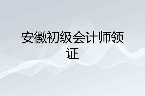 安徽初级会计师领证