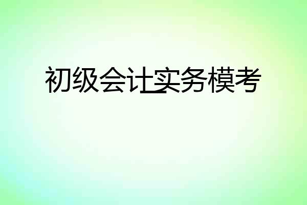 初级会计实务模考一