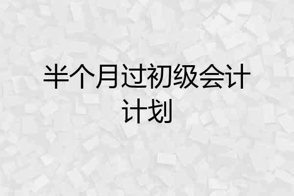 半个月过初级会计计划