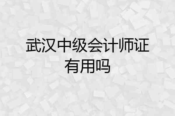 武汉中级会计师证有用吗