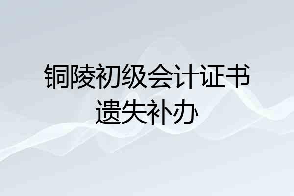 铜陵初级会计证书遗失补办