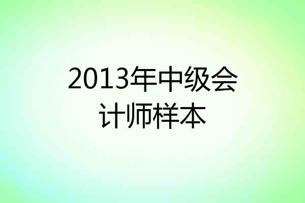2013年中级会计师样本