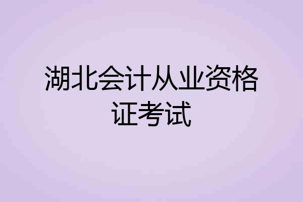 湖北会计从业资格证考试