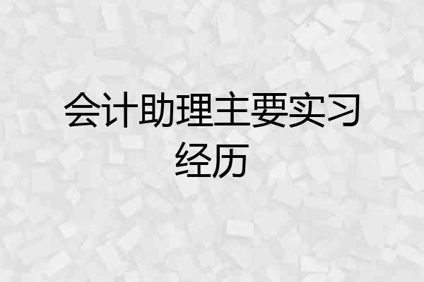 会计助理主要实习经历