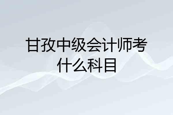甘孜中级会计师考什么科目