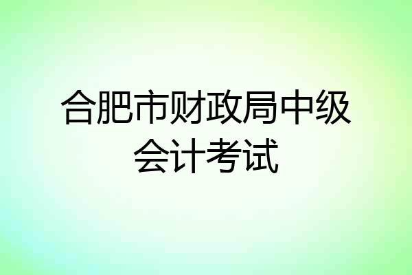 合肥市财政局中级会计考试
