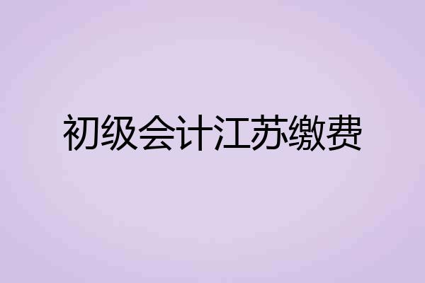 初级会计江苏缴费