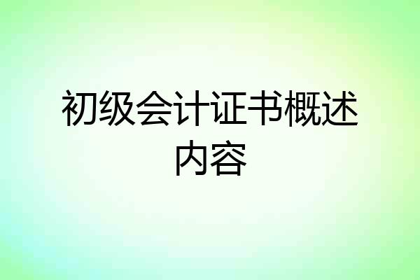 初级会计证书概述内容