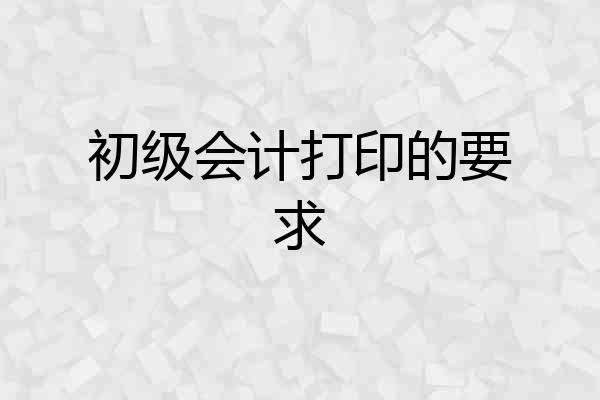 初级会计打印的要求