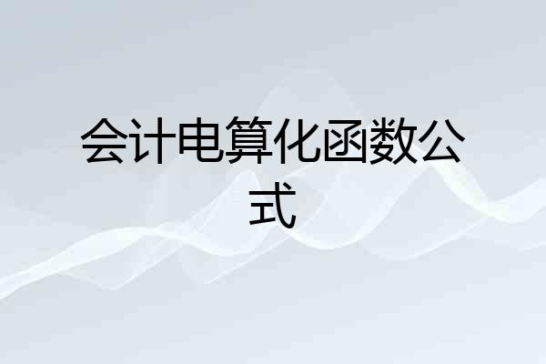会计电算化函数公式