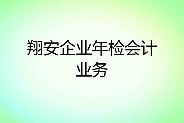 翔安企业年检会计业务