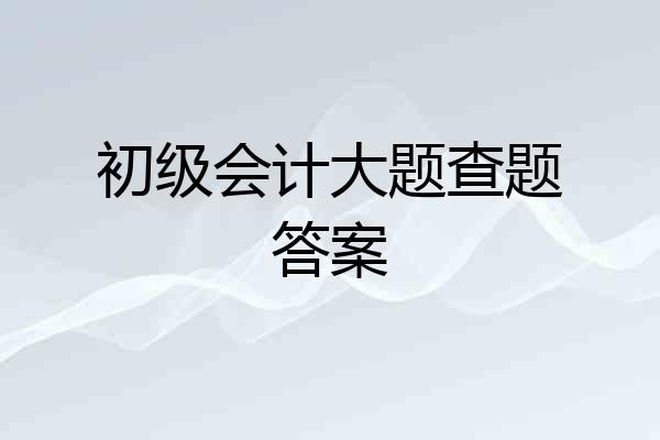 初级会计大题查题答案
