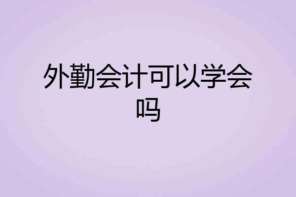 外勤会计可以学会吗