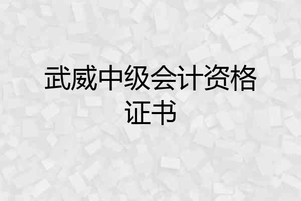武威中级会计资格证书