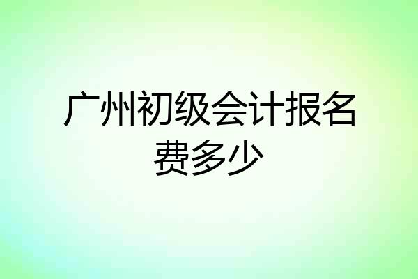 广州初级会计报名费多少