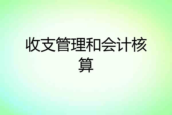 收支管理和会计核算